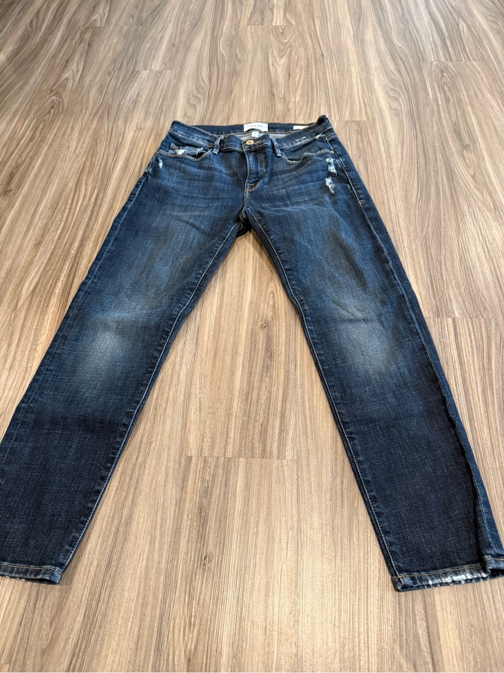Frame Denim Dark Blue Le Garçon Crop Ankle Jeans Size 25 - Picture 6 of 13